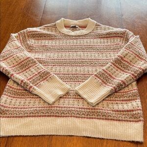 OVERSIZED American Eagle Outfitters Cream Striped Sweater EUC